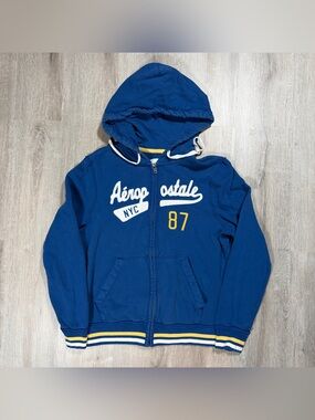Y2K Aeropostale NYC 87 Full Zip Hoodie Medium Striped